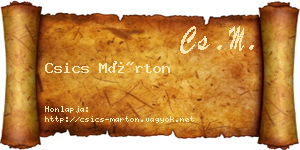 Csics Márton névjegykártya